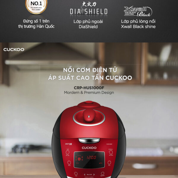 Nồi Cơm Điện Tử Áp Suất Cao Tần 1.8L - CRP-HUS1000F/BKRDVN